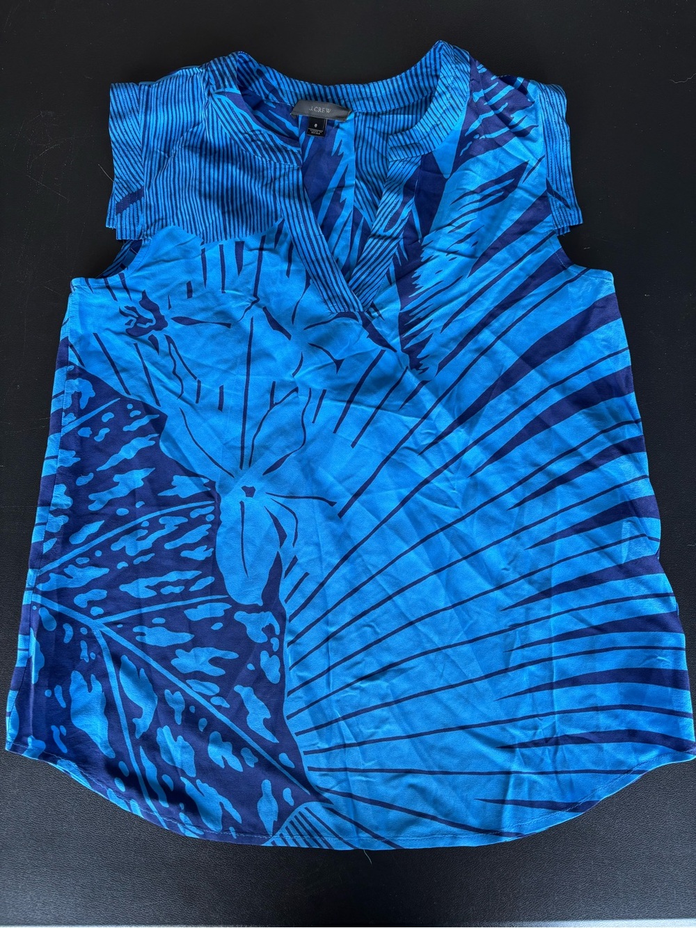 J. Crew Blue Tropical Print Sleeveless V-Neck Camisole